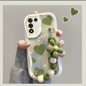 Phone Case - Oil Painting Heart Flower Chain Beads with Cream Texture